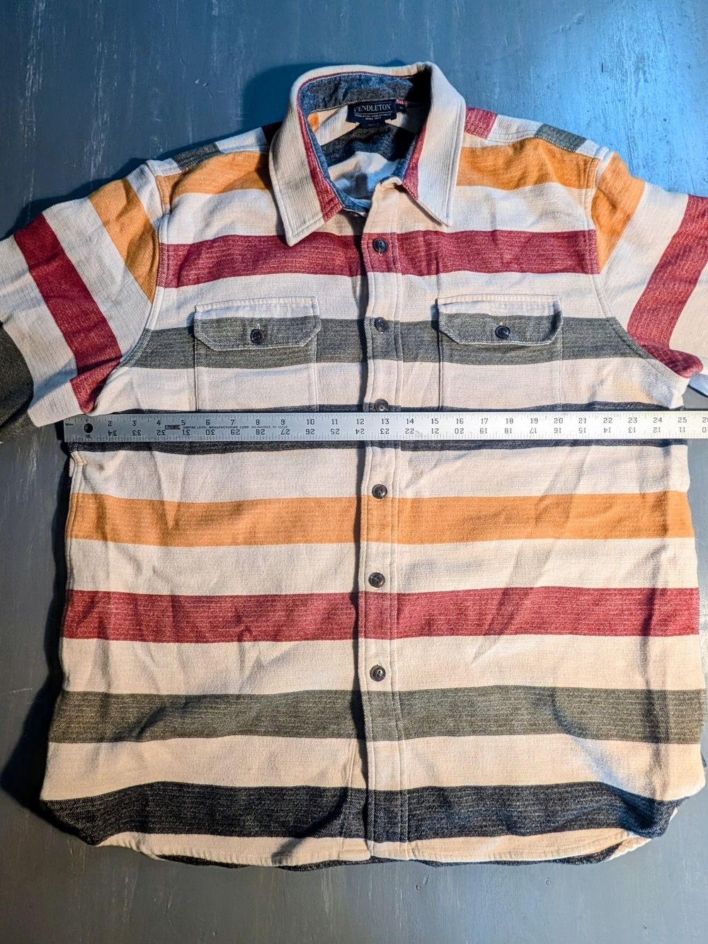 Pendleton Men's Glacier Classic Multicolor Striped Short-Sleeve Button Shirt, XL